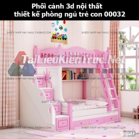 Phối cảnh 3d nội thất thiết kế phòng ngủ trẻ con 00032