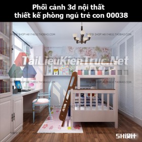 Phối cảnh 3d nội thất thiết kế phòng ngủ trẻ con 00038