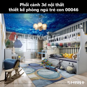 Phối cảnh 3d nội thất thiết kế phòng ngủ trẻ con 00046