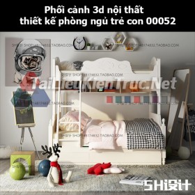 Phối cảnh 3d nội thất thiết kế phòng ngủ trẻ con 00052