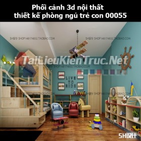Phối cảnh 3d nội thất thiết kế phòng ngủ trẻ con 00055