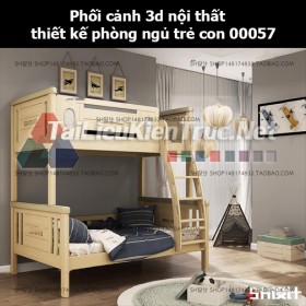 Phối cảnh 3d nội thất thiết kế phòng ngủ trẻ con 00057