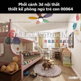 Phối cảnh 3d nội thất thiết kế phòng ngủ trẻ con 00064