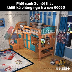 Phối cảnh 3d nội thất thiết kế phòng ngủ trẻ con 00065