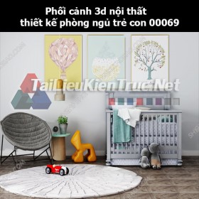Phối cảnh 3d nội thất thiết kế phòng ngủ trẻ con 00069
