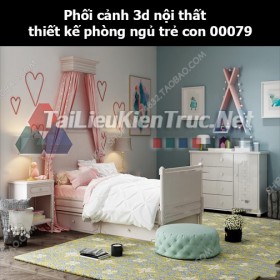 Phối cảnh 3d nội thất thiết kế phòng ngủ trẻ con 00079