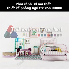 Phối cảnh 3d nội thất thiết kế phòng ngủ trẻ con 00080