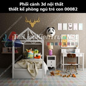 Phối cảnh 3d nội thất thiết kế phòng ngủ trẻ con 00082