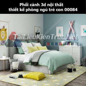 Phối cảnh 3d nội thất thiết kế phòng ngủ trẻ con 00084