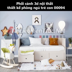 Phối cảnh 3d nội thất thiết kế phòng ngủ trẻ con 00094