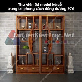 Thư viện 3d model kệ gỗ trang trí phong cách đông dương P76