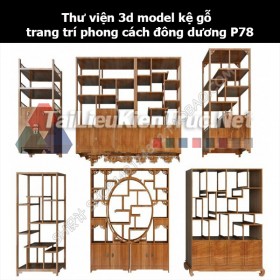 Thư viện 3d model kệ gỗ trang trí phong cách đông dương P78
