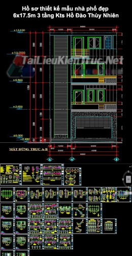 Hồ sơ thiết kế mẫu nhà phố đẹp 6×17.5m 3 tầng- KTS Hồ Đào Thùy Nhiên