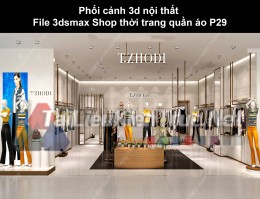 Phối cảnh 3d nội thất File 3dmax Shop thời trang quần áo p29
