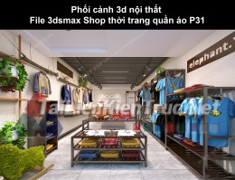 Phối cảnh 3d nội thất File 3dmax Shop thời trang quần áo p31