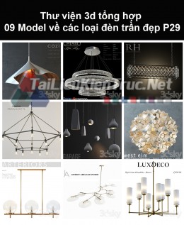 Thư viện 3d tổng hợp 09 model về các loại đèn trần đẹp P29