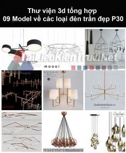 Thư viện 3d tổng hợp 09 model về các loại đèn trần đẹp P30