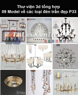 Thư viện 3d tổng hợp 09 model về các loại đèn trần đẹp P33
