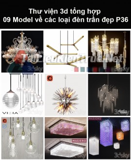 Thư viện 3d tổng hợp 09 model về các loại đèn trần đẹp P36