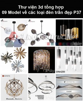Thư viện 3d tổng hợp 09 model về các loại đèn trần đẹp P37