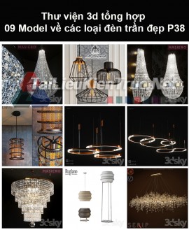 Thư viện 3d tổng hợp 09 model về các loại đèn trần đẹp P38