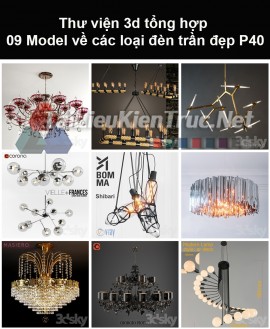 Thư viện 3d tổng hợp 09 model về các loại đèn trần đẹp P40