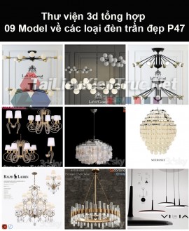 Thư viện 3d tổng hợp 09 model về các loại đèn trần đẹp P47
