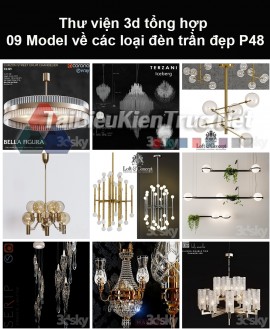 Thư viện 3d tổng hợp 09 model về các loại đèn trần đẹp P48