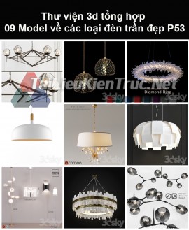 Thư viện 3d tổng hợp 09 model về các loại đèn trần đẹp P53