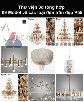 Thư viện 3d tổng hợp 09 model về các loại đèn trần đẹp P55