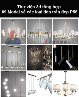 Thư viện 3d tổng hợp 09 model về các loại đèn trần đẹp P56