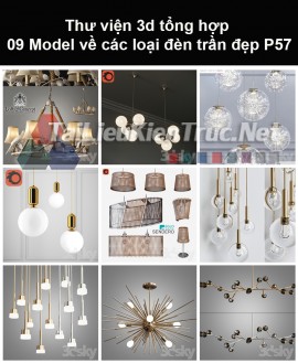 Thư viện 3d tổng hợp 09 model về các loại đèn trần đẹp P57
