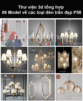 Thư viện 3d tổng hợp 09 model về các loại đèn trần đẹp P58