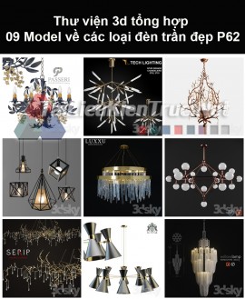 Thư viện 3d tổng hợp 09 model về các loại đèn trần đẹp P62