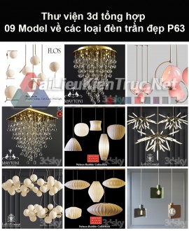 Thư viện 3d tổng hợp 09 model về các loại đèn trần đẹp P63
