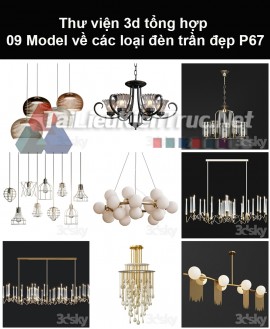 Thư viện 3d tổng hợp 09 model về các loại đèn trần đẹp P67
