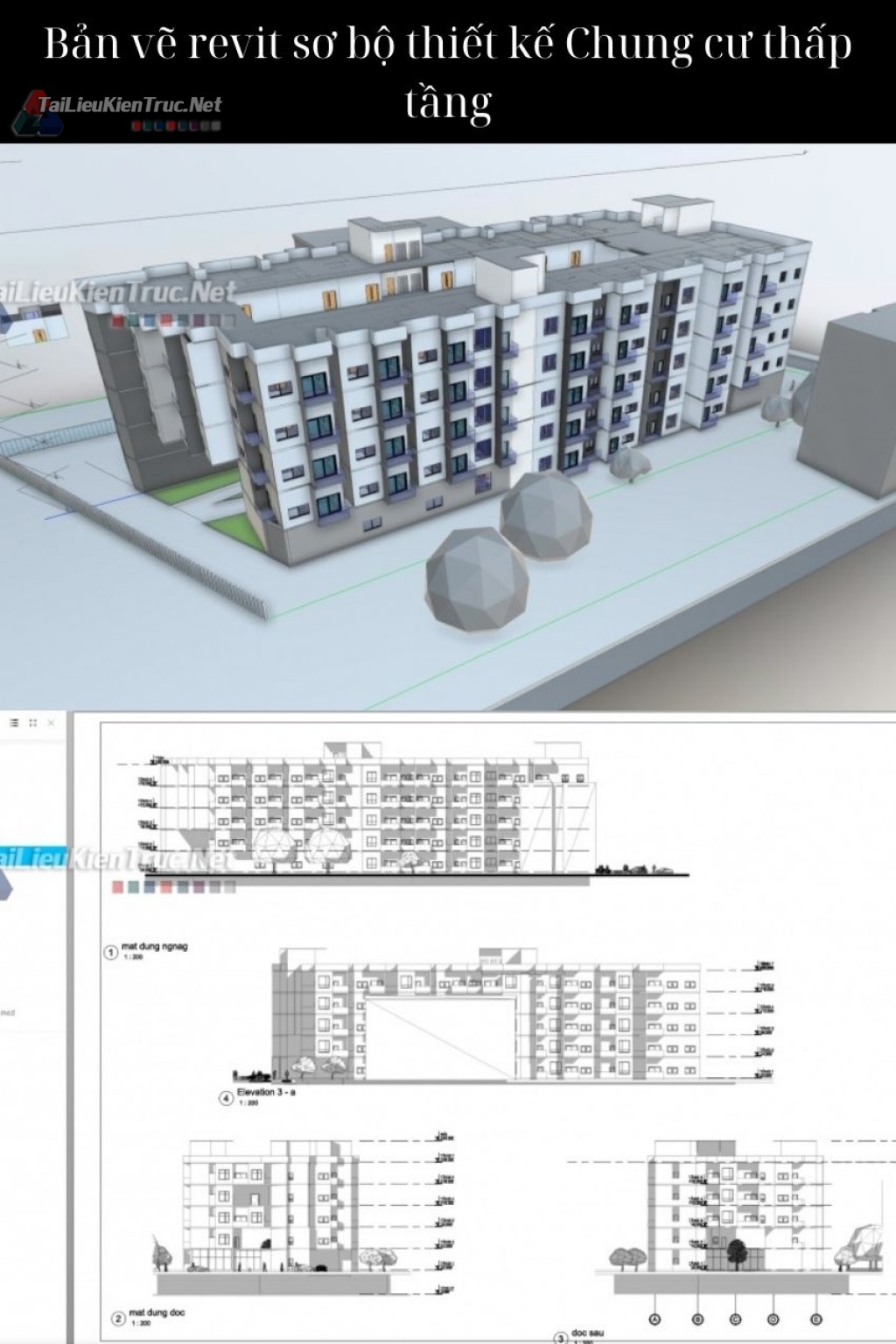 Bản vẽ revit sơ bộ thiết kế Chung cư thấp tầng