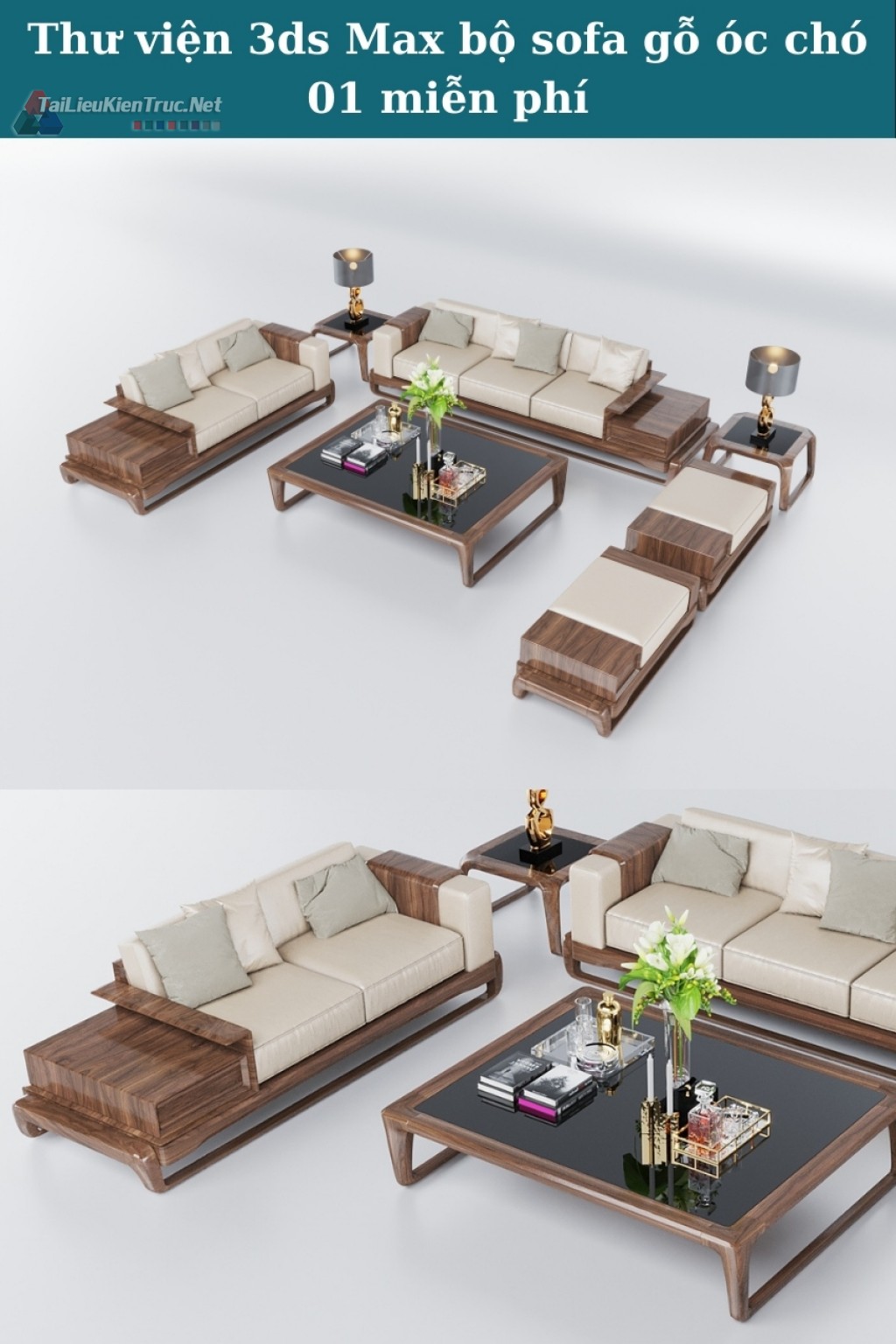 Thư viện 3dsmax bộ sofa óc chó 01