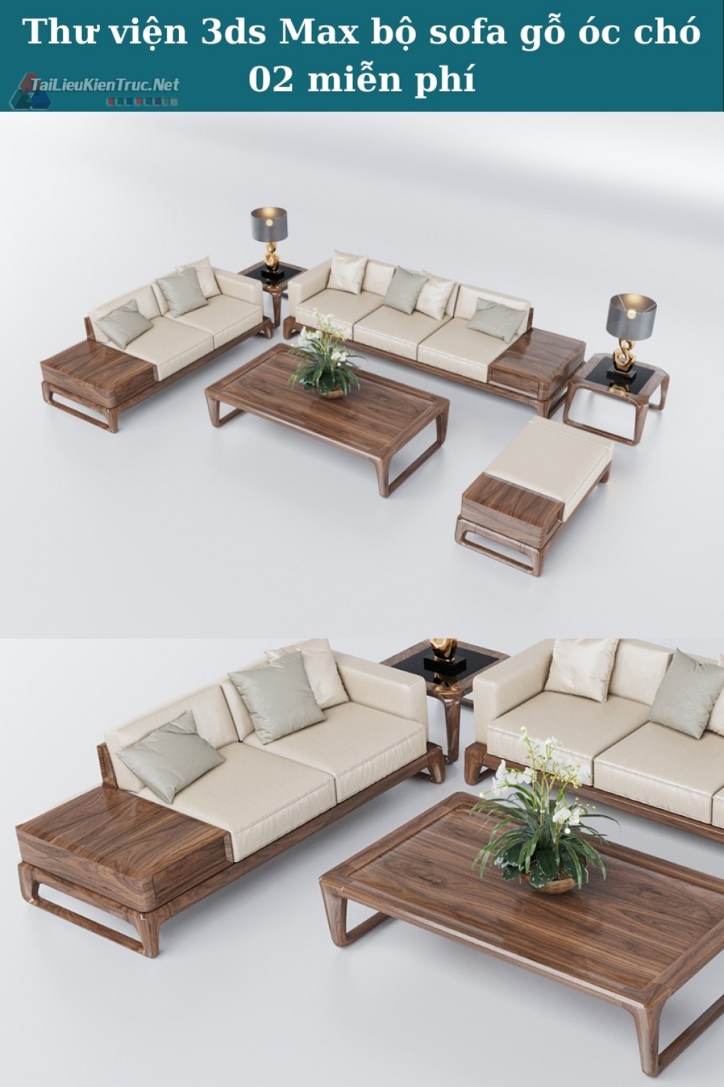 Thư viện 3dsmax bộ sofa óc chó 02