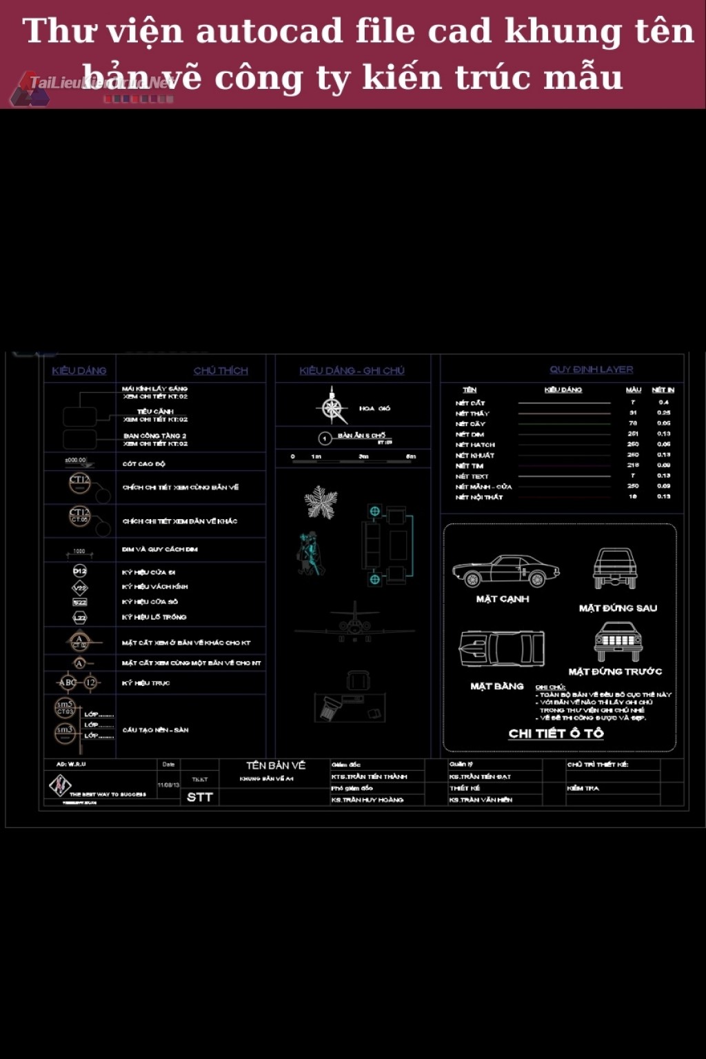 Thư viện autocad file cad khung tên bản vẽ công ty kiến trúc mẫu