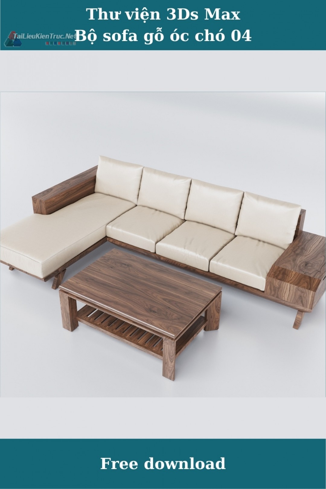 Thư viện 3ds max bộ sofa gỗ óc chó 04