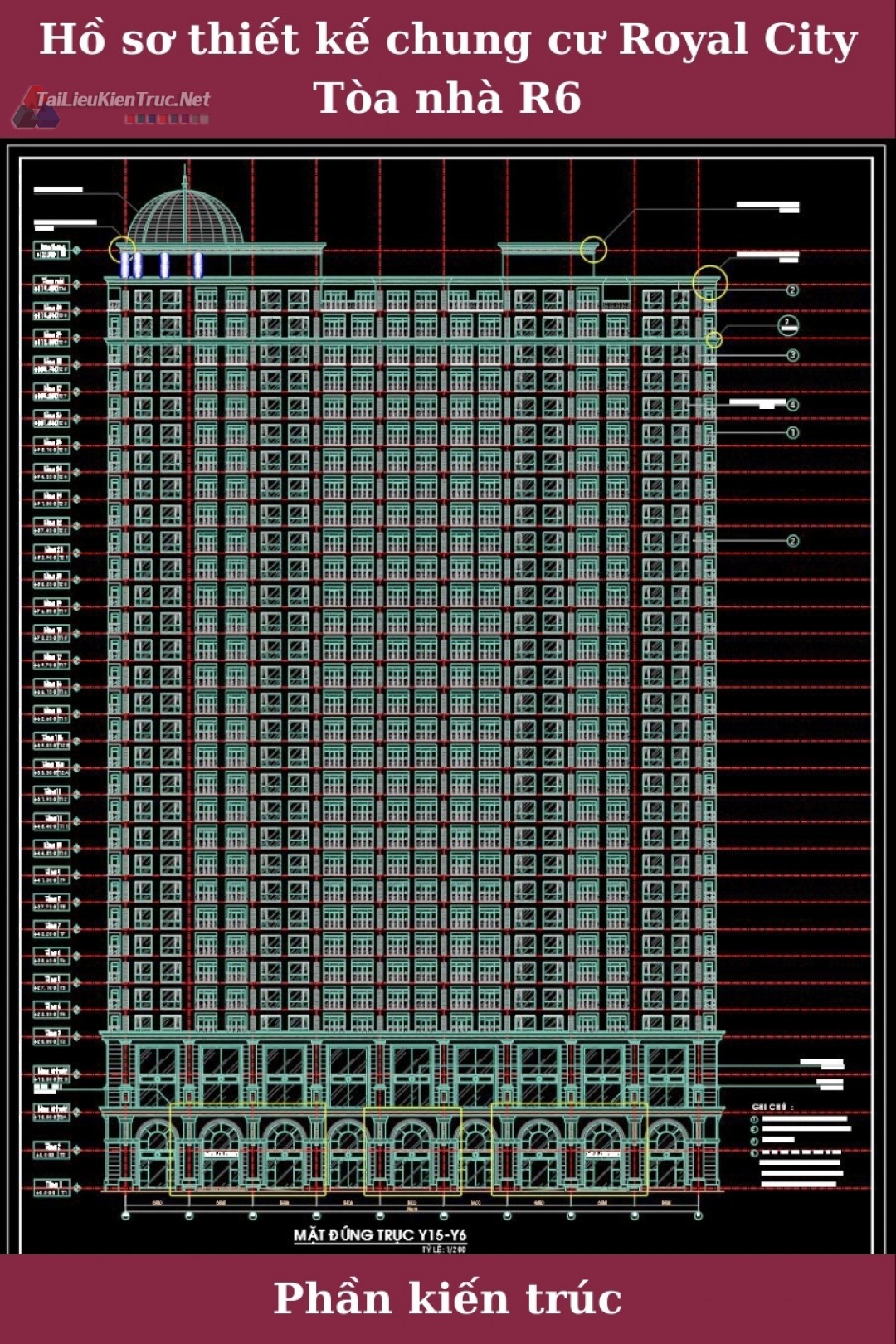 Bản vẽ autocad thiết kế chung cư royal city nhà R6