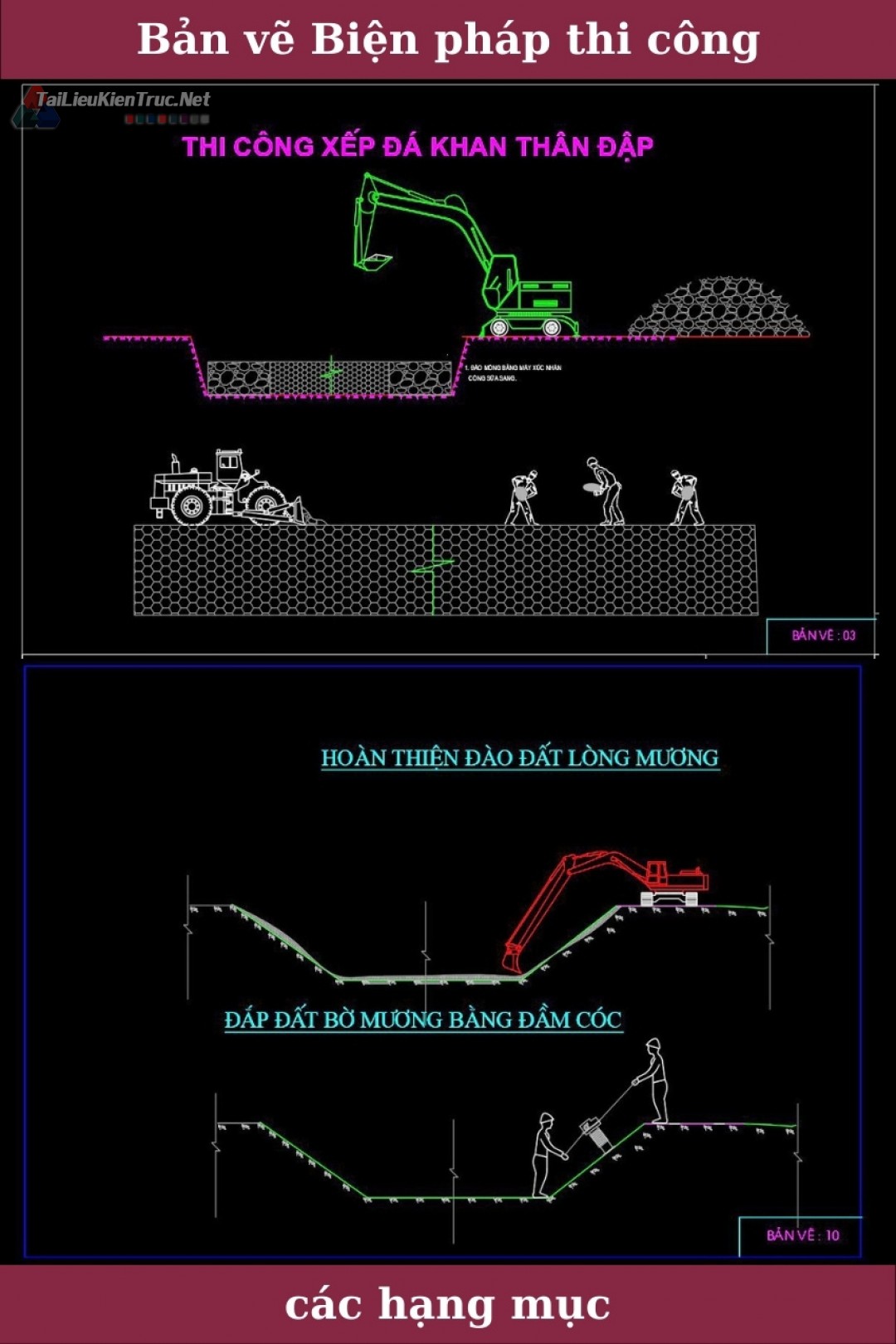 Thư viện autocad - Bản vẽ Biện pháp thi công các hạng mục