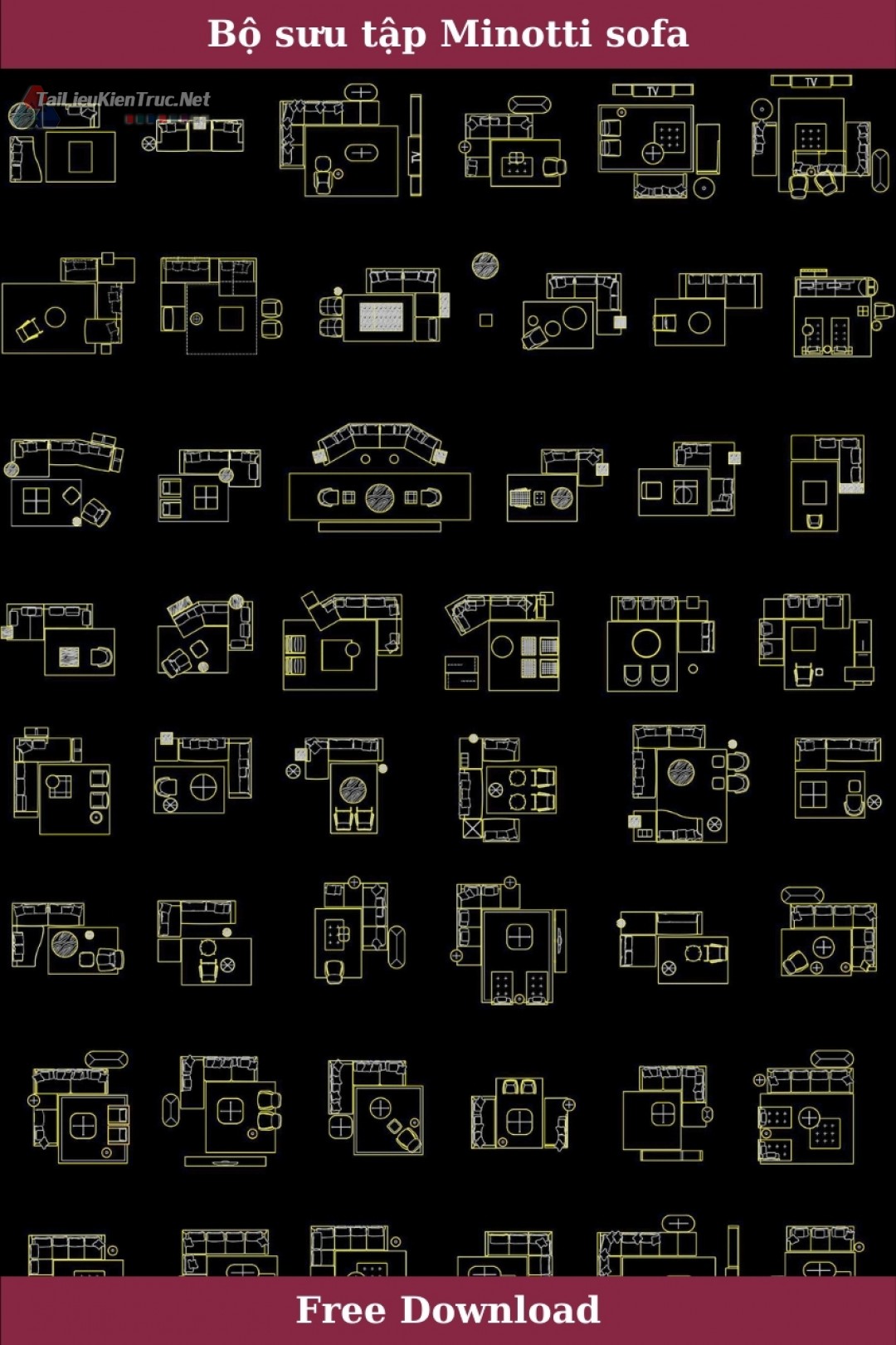 Bộ sưu tập Autocad Minotti Sofa 001