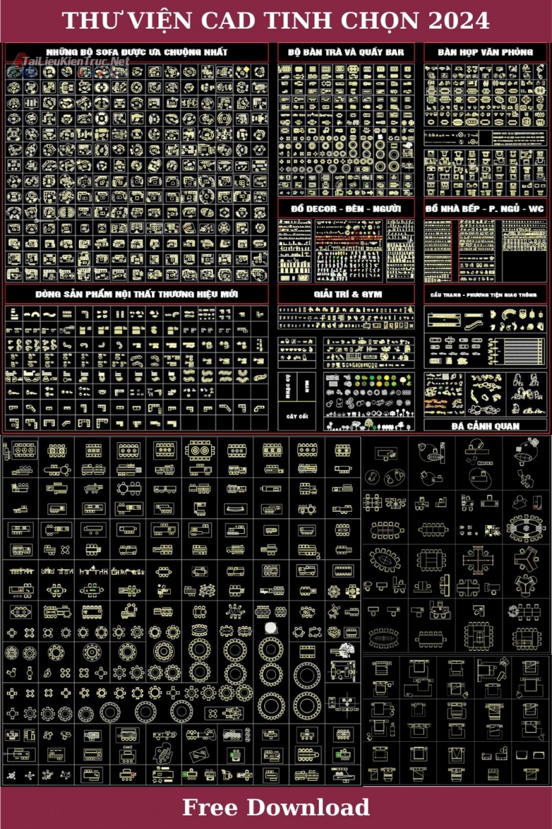 Thư viện cad đồ nội thất tinh chọn 2024