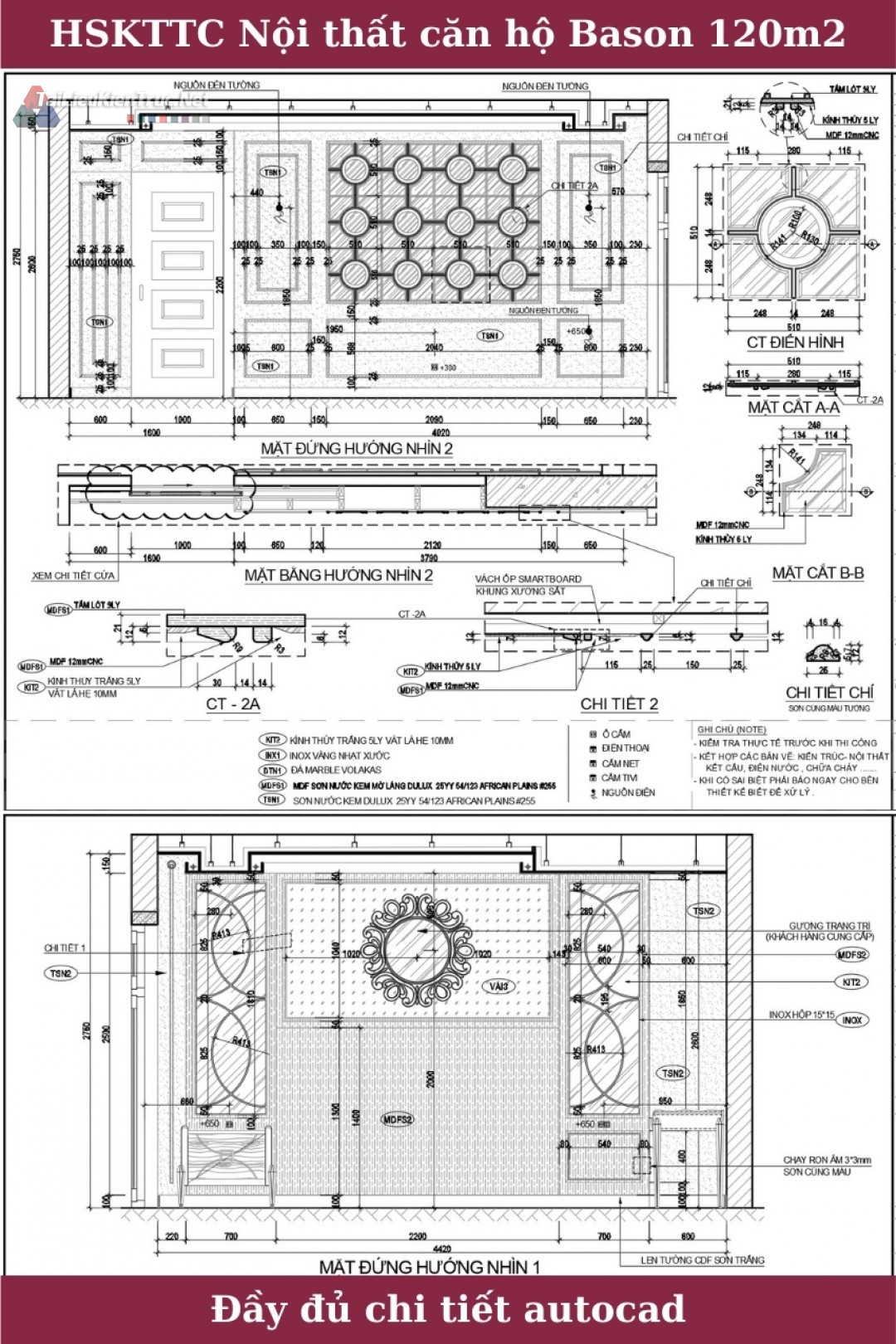 HỒ SƠ THIẾT KẾ KỸ THUẬT THI CÔNG NỘI THẤT (CĂN HỘ BASON 120m²)