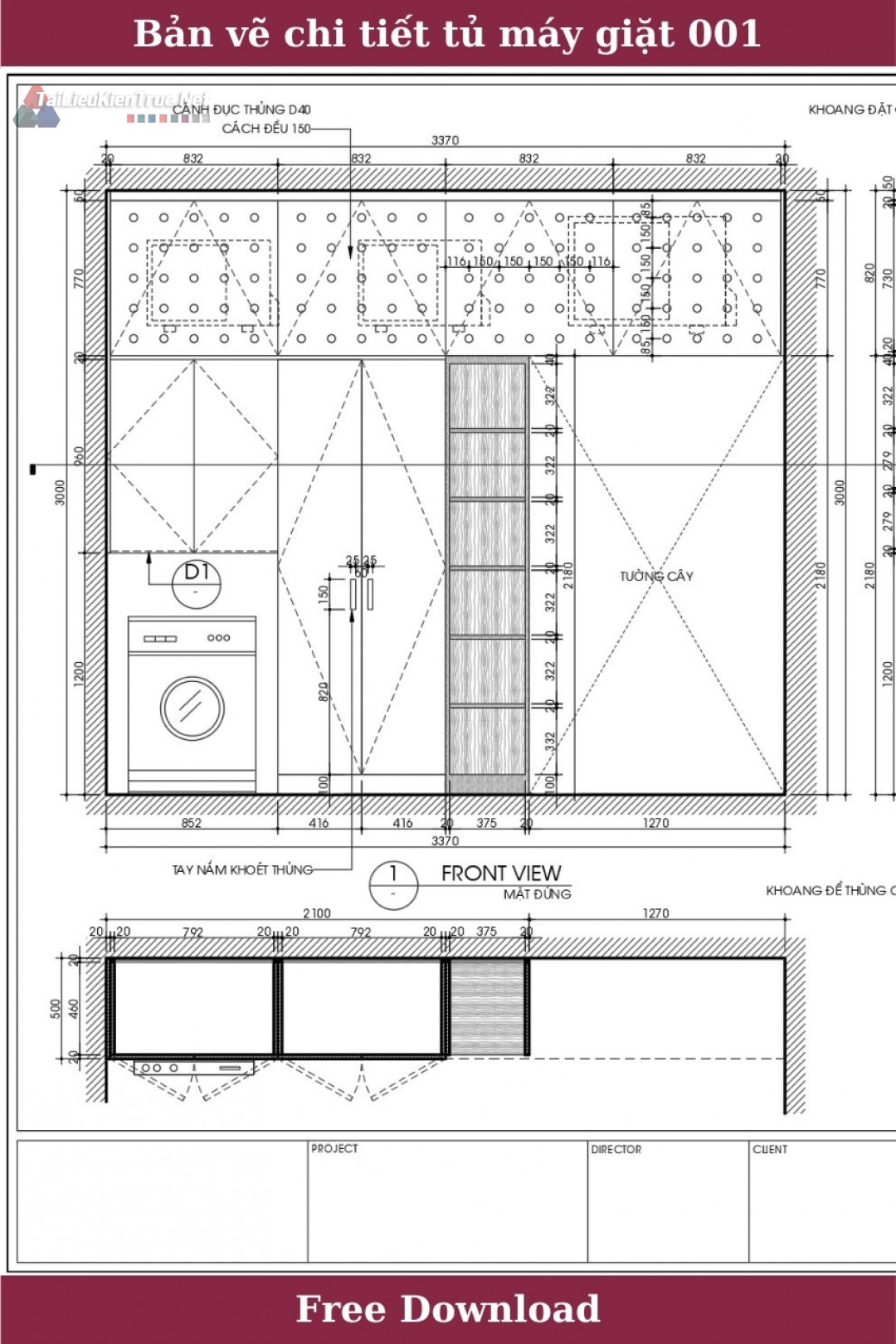 Bản vẽ chi tiết tủ máy giặt 001