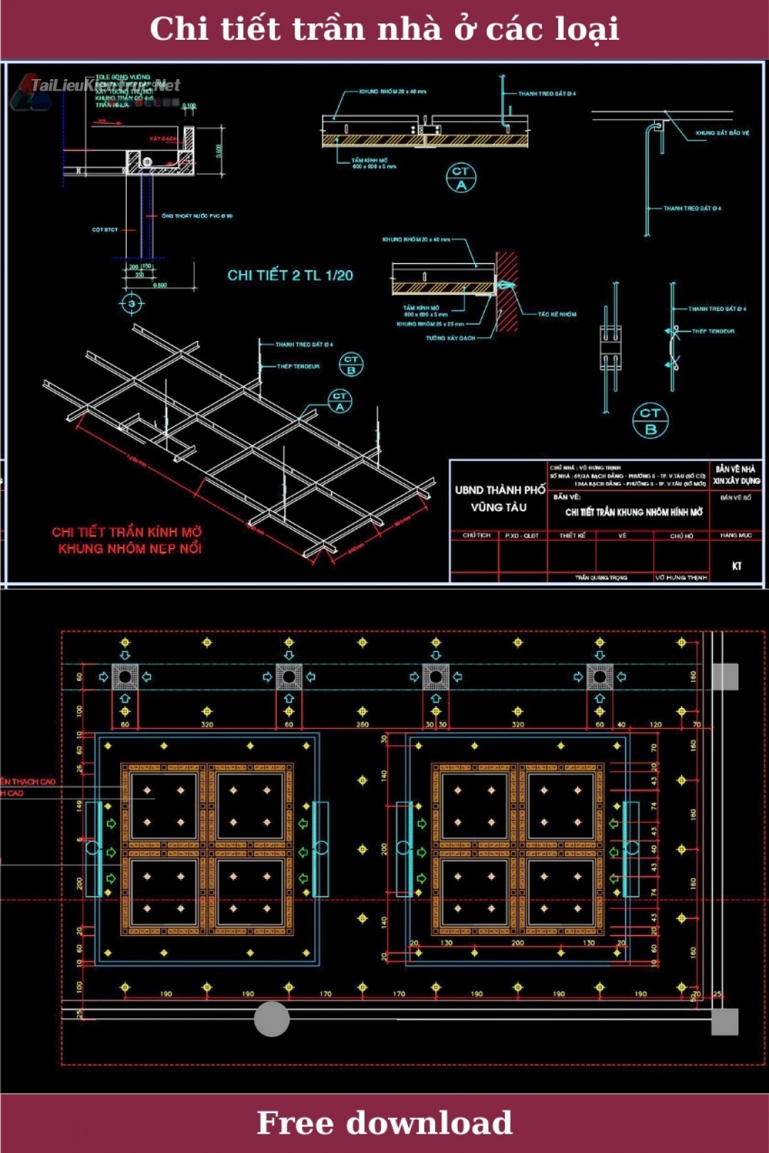 Thư viện autocad bản vẽ chi tiết cấu tạo trần thạch cao nhà ở các loại