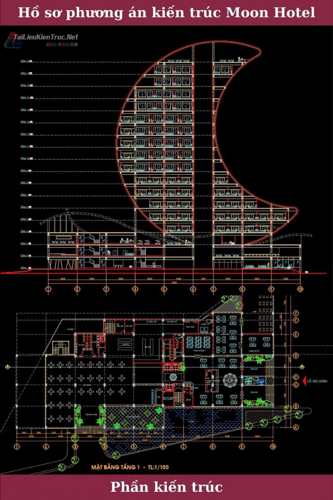 Hồ sơ phương án kiến trúc khách sạn Moon Hotel