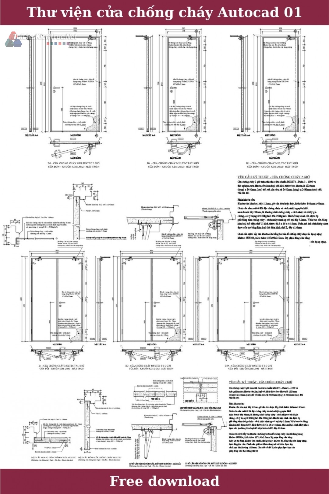 Thư viện cửa chống cháy autocad miễn phí